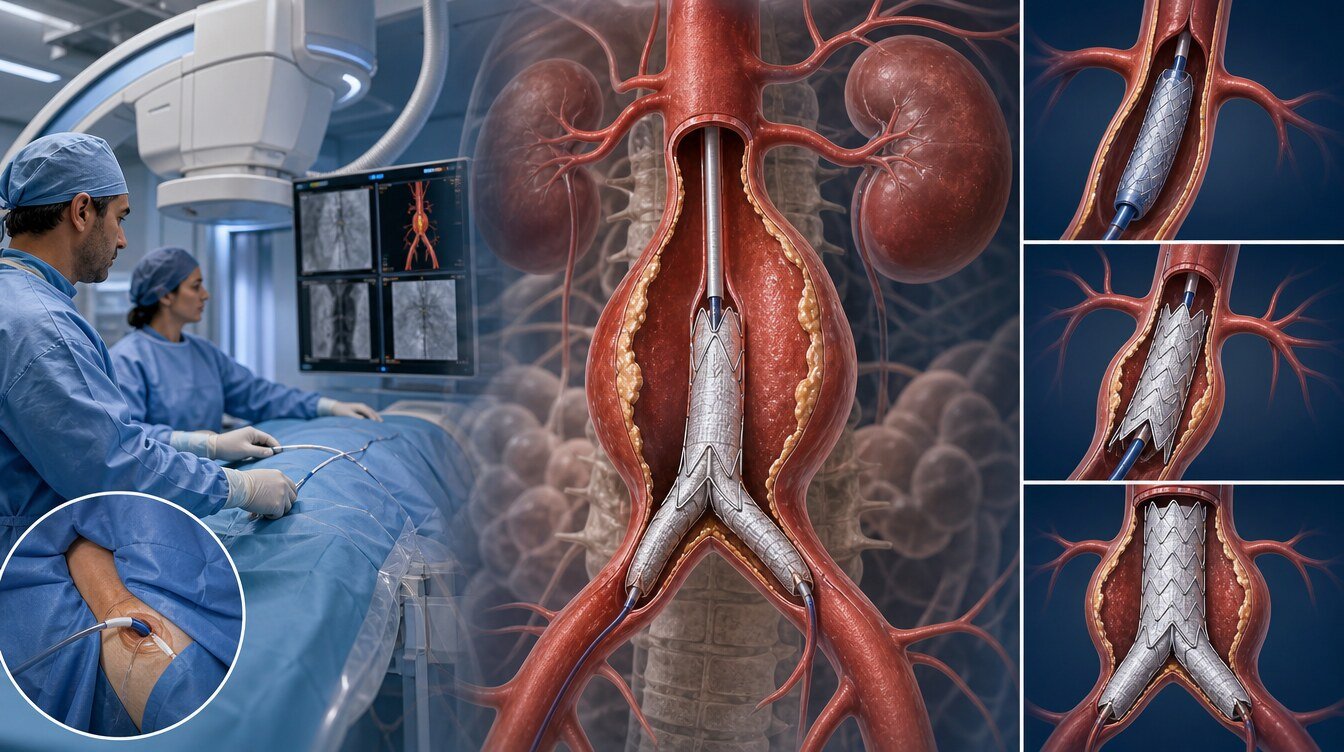 İnfrarenal karın aort anevrizmasında proksimal boyun ve çatallı stent-greft yerleştirilmesinin anatomik görünümü