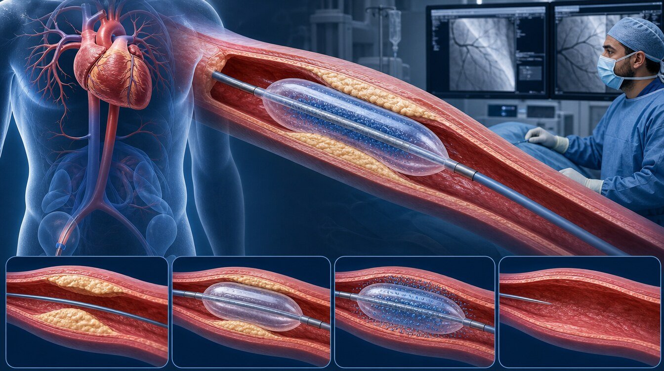 Koroner ilaçlı balon işleminde lezyon hazırlığı, ilaç aktarımı ve gerekirse kurtarıcı stent akışı