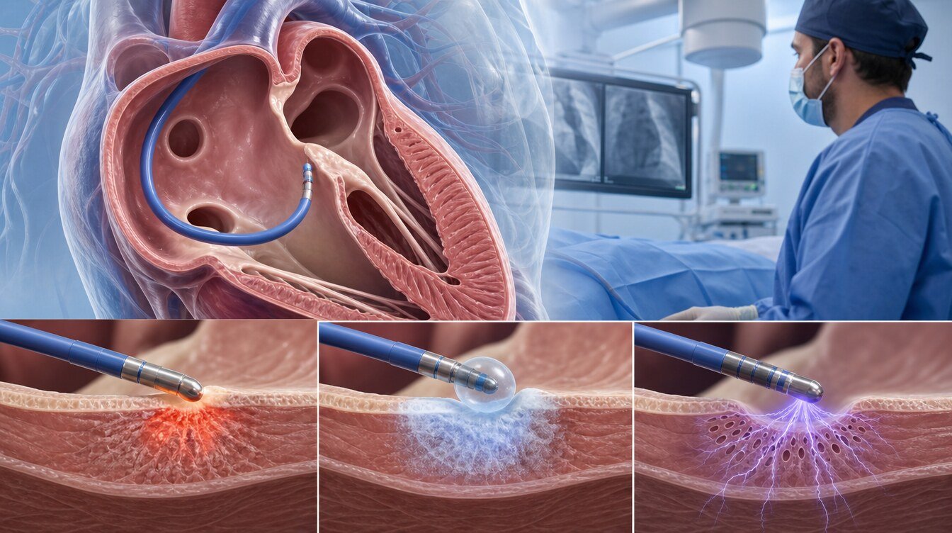 Radyofrekans ısı, kriyoablasyon soğutma ve pulsed field ablation elektrik alan etkisinin karşılaştırması