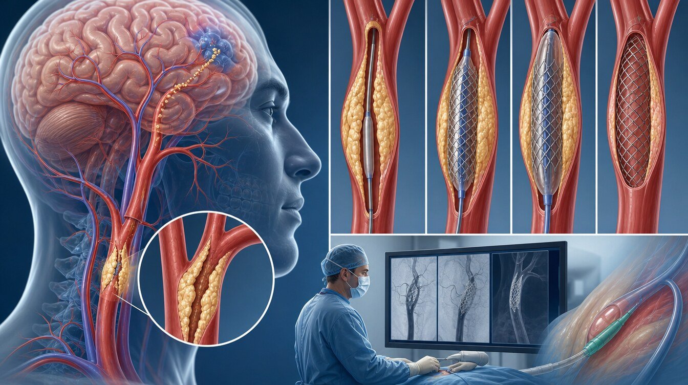 Karotis plağı, daralmış şah damarı ve beyin dolaşımının anatomik görünümü