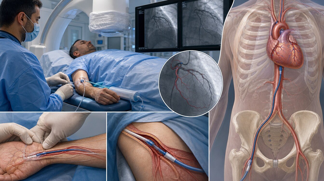 El bileği radial arter ve kasık femoral arter giriş yollarının karşılaştırması